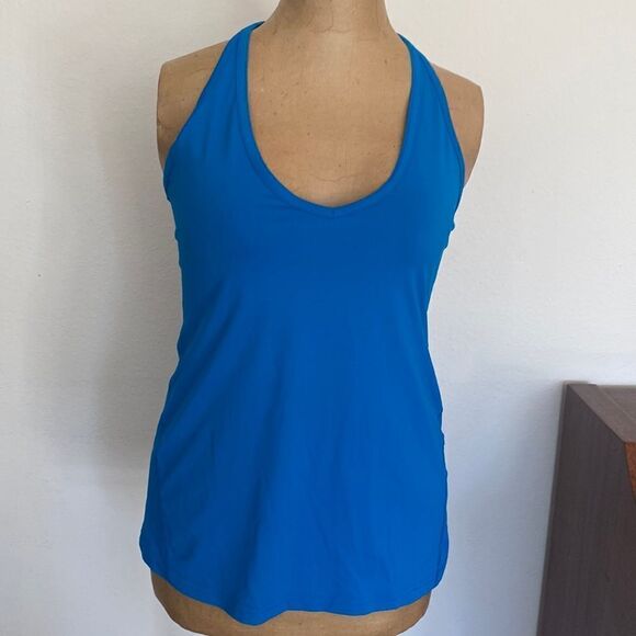 Lululemon Wild And Free Tank sz 4 Shocking Blue great pre owned condition mesh - Picture 1 of 11